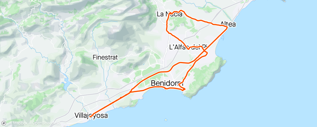 Mapa da atividade, Alfaz del Pi dag 9, kort tur med 😖 bedre etter vert🙂