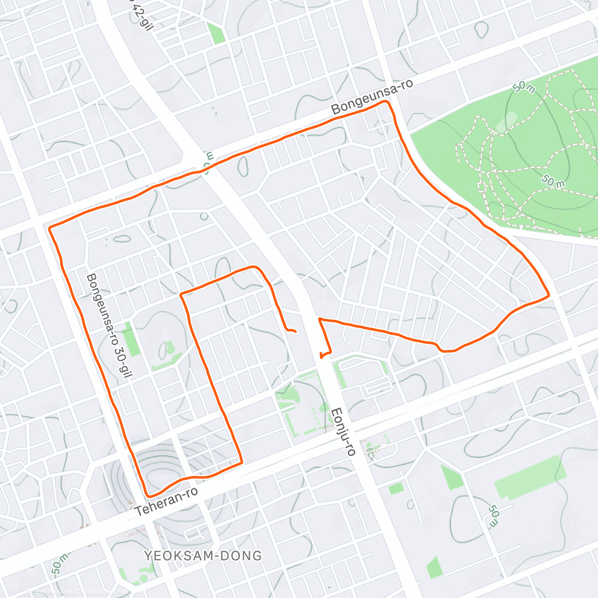 Карта физической активности (1st time visiting & running in South Korea & quite a number of slopes. And in -1 degrees celcius 🥶. Awesome 😍)