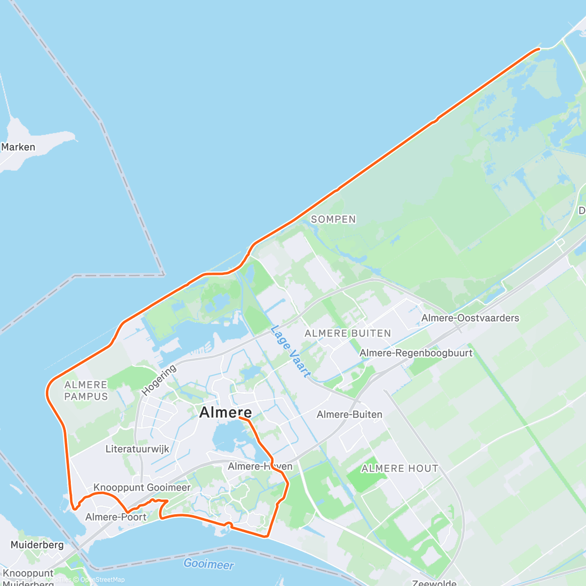 Map of the activity, ROUVY - Challenge Almere 54 km | Netherlands