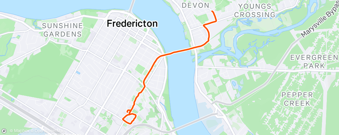 Map of the activity, Afternoon Run