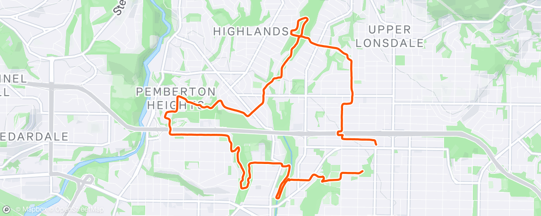 Map of the activity, Lunch Trail Run