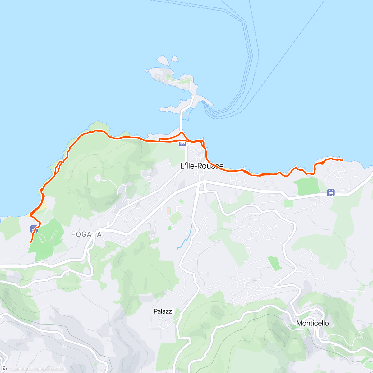 Carte de l'activité Trail Ile Rousse
