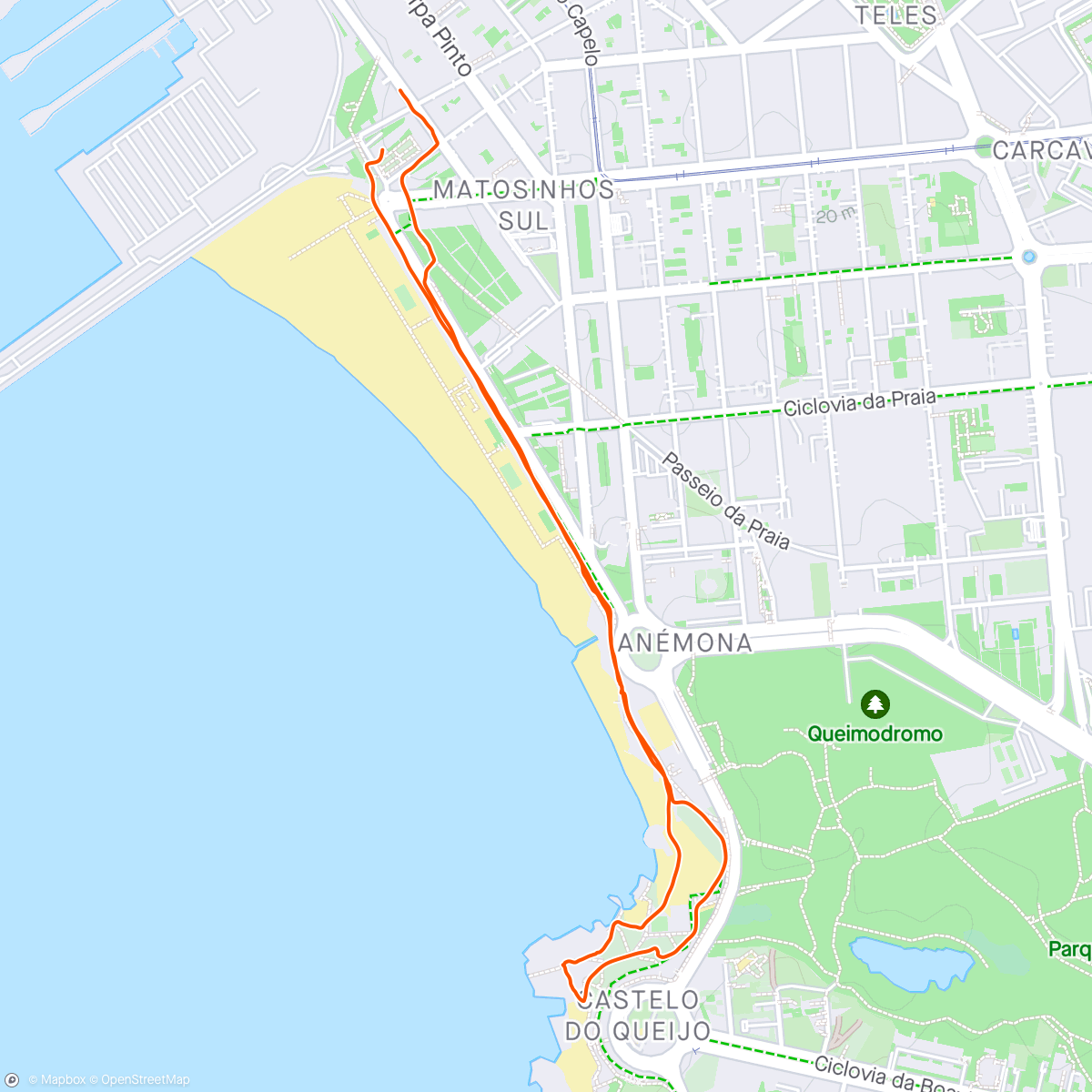 Map of the activity, Quick Porto beach run