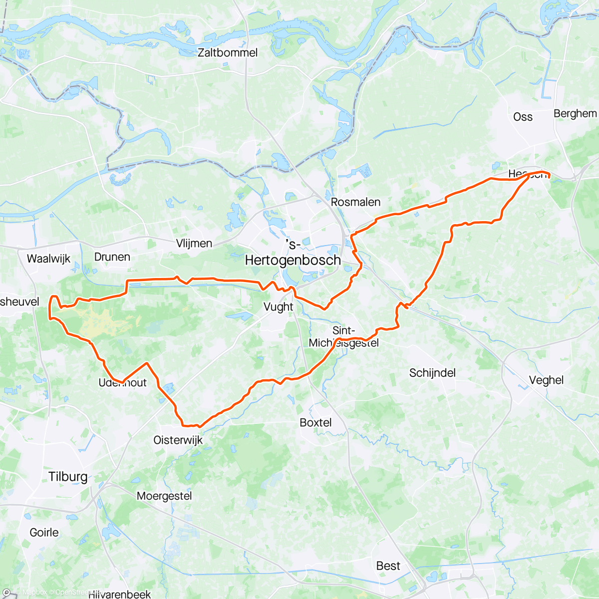 Map of the activity, TWC 5 door de Loonse en Drunense Duinen