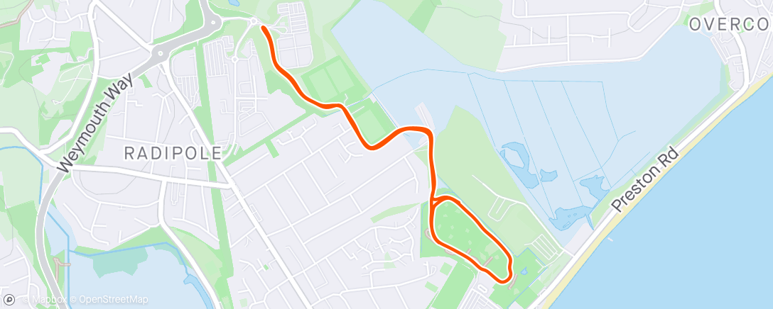Map of the activity, Weymouth Park run with Tom.