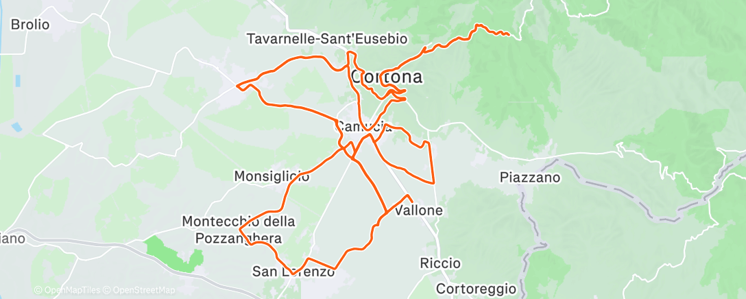 Map of the activity, Pedalata dell'ora di pranzo