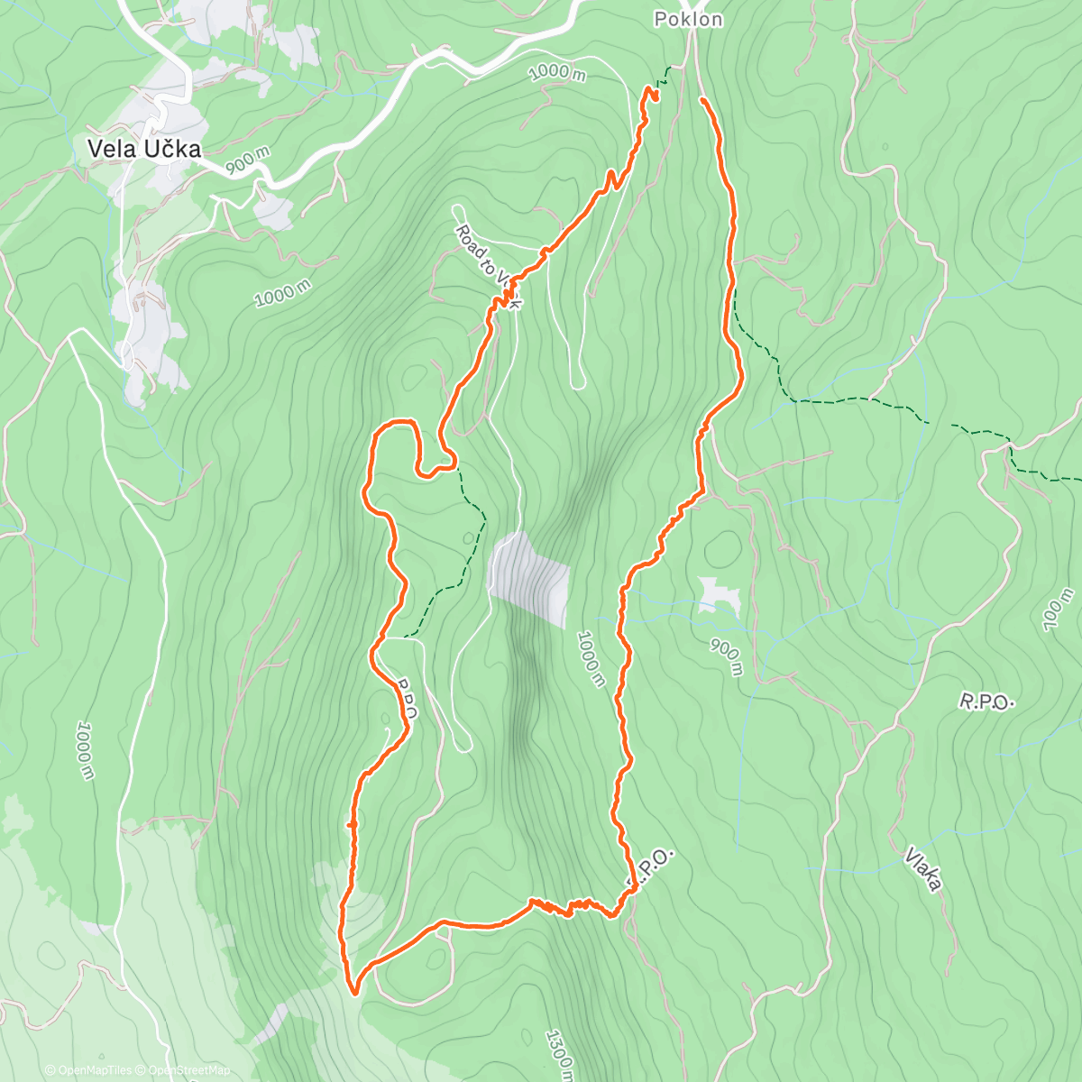 Map of the activity, Vojak (1401 m) - najvišji vrh Učke