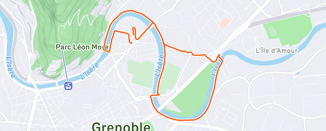 Map of the activity, Course à pied le matin