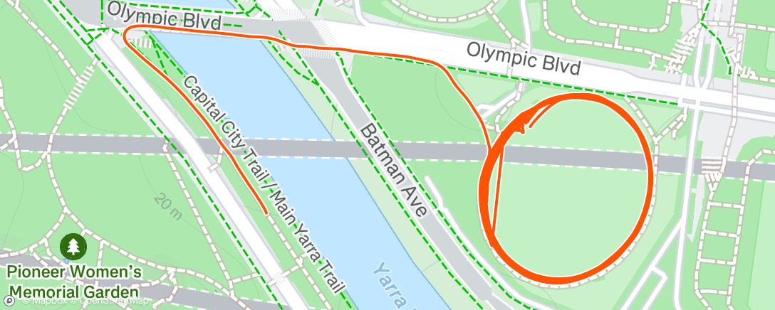 Map of the activity, 2km, 8 x 500m