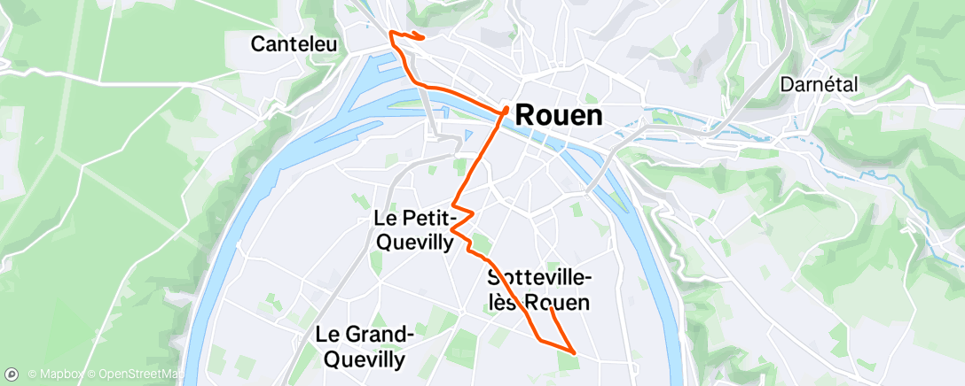 Map of the activity, Course à pied le matin