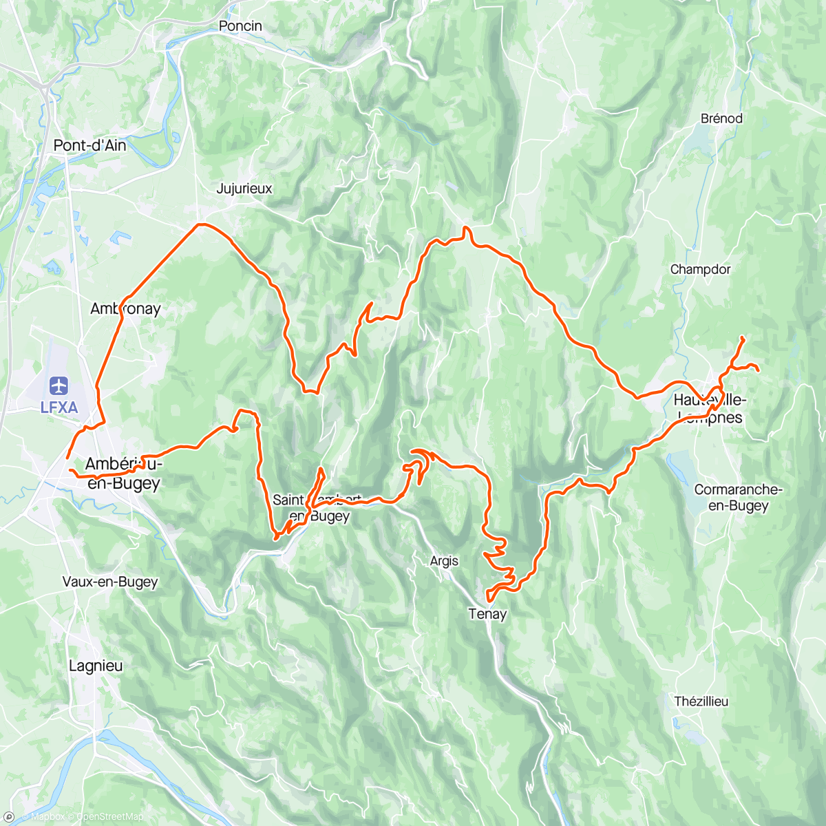 Map of the activity, Bugey 🚵