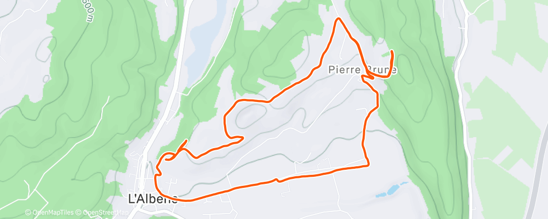 Map of the activity, Course à pied le midi