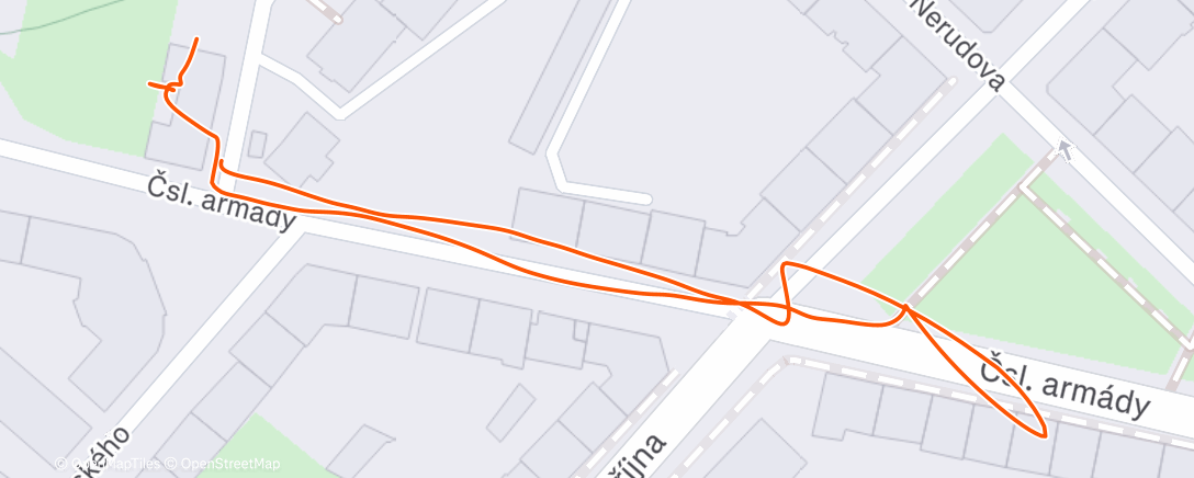Map of the activity, Chůze 89.3t/14:38/^2.3m @ Decin (Saturday)