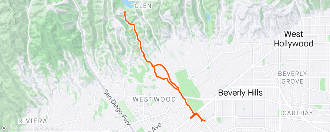 Map of the activity, Short Birthday Spin (dodging cars in the west LA morning traffic)