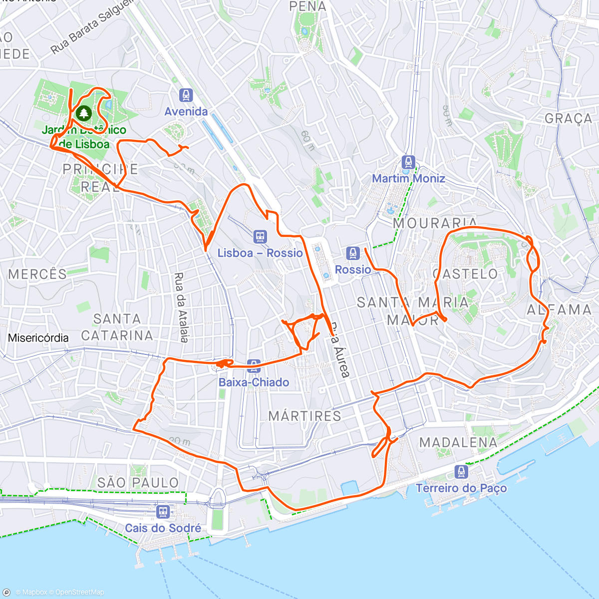 Карта физической активности (Wandeling door Lissabon)
