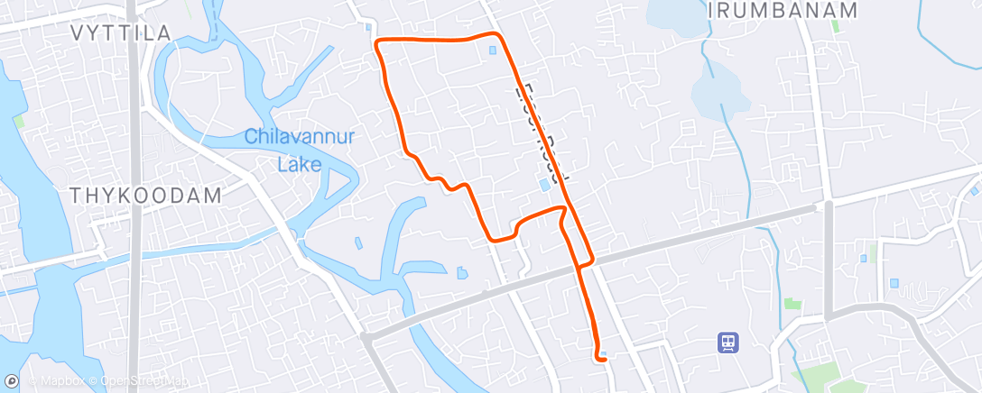Map of the activity, Evening Run -Traffic 😬 and Too much Humidity 🥵