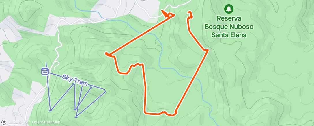 Map of the activity, Zip line with hiking in the Cloud Forest