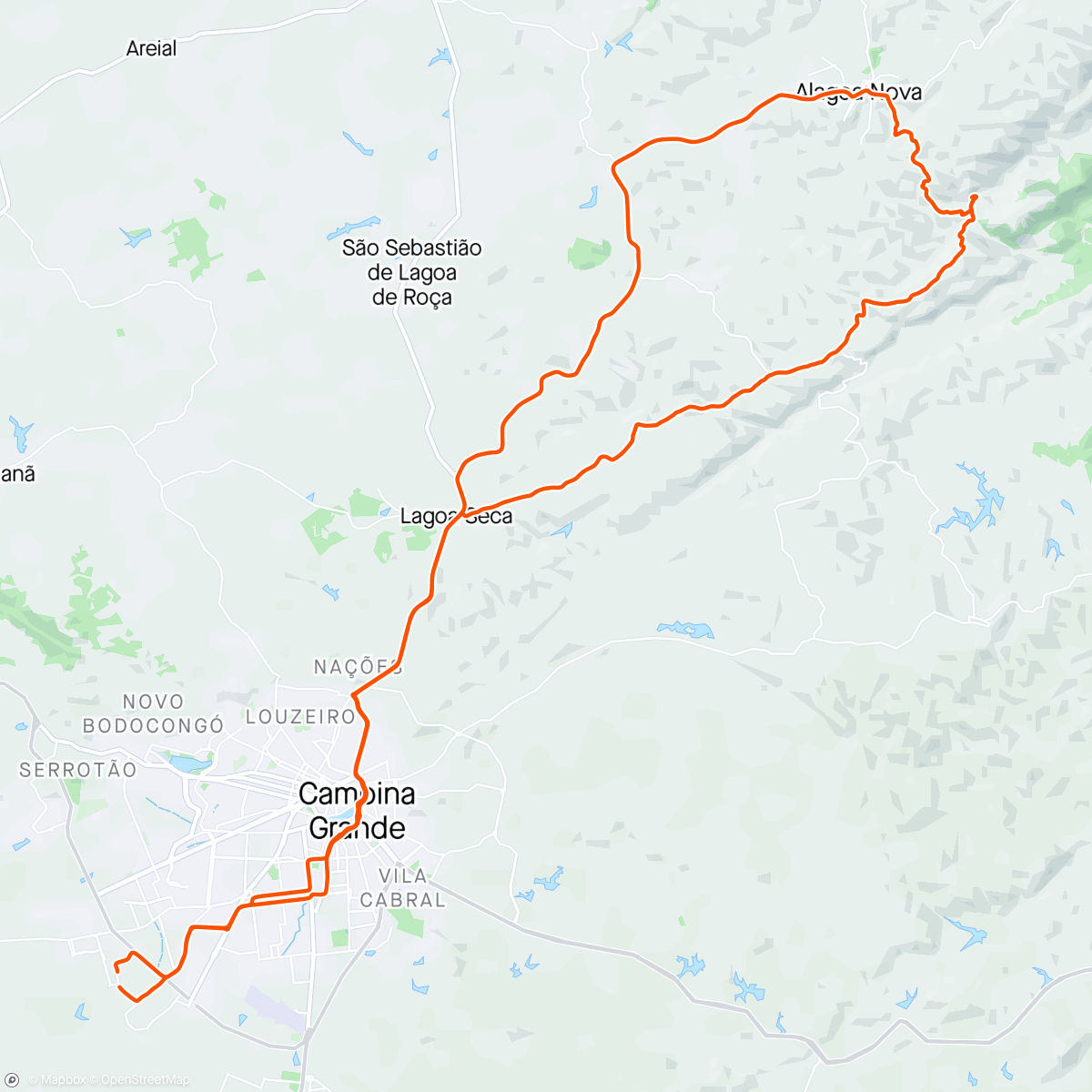 Map of the activity, Pedal Deus é Bom de Domingo - Campina Grande x Cachoeira da Boa Vista - Alagoa Nova - PB 🚴🏻‍♂️💨🙏🏻✨🕊️🔥