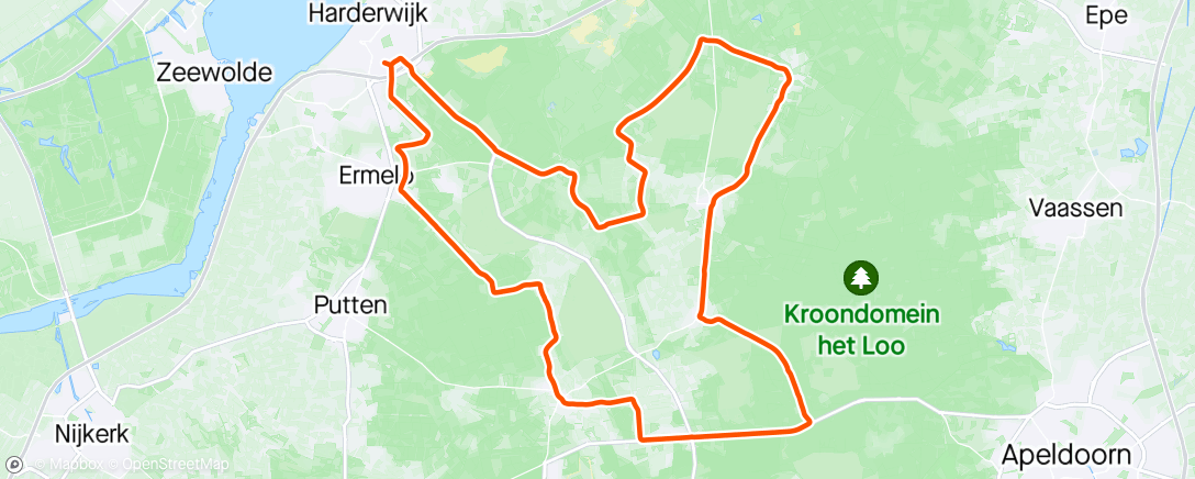 Map of the activity, 64 km het bekende rondje 🕺🏻