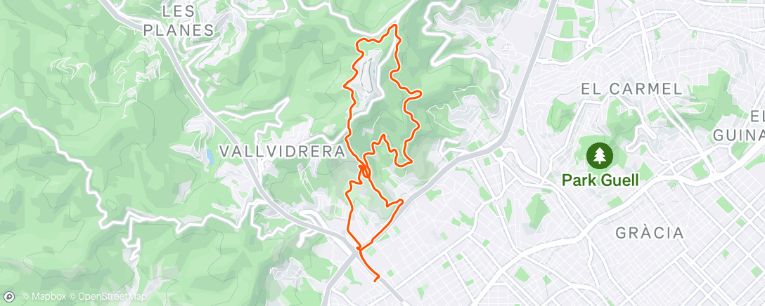 Map of the activity, Carrera de montaña por la tarde