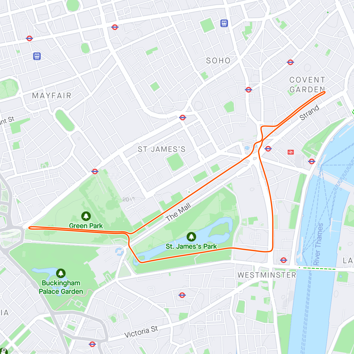 Mapa da atividade, Afternoon Run - 5x3’ @ 4’ r=2’
