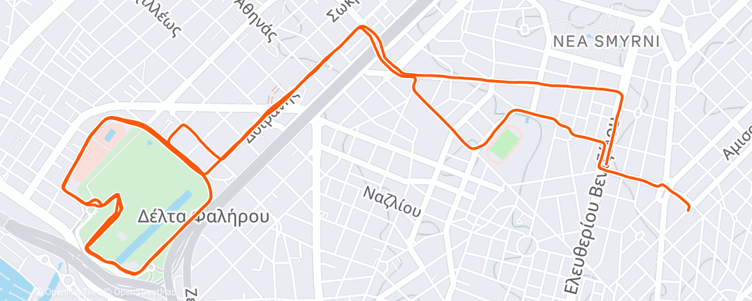 Map of the activity, Interval Run 4 x 1K OBLA @ 3’:52”/km