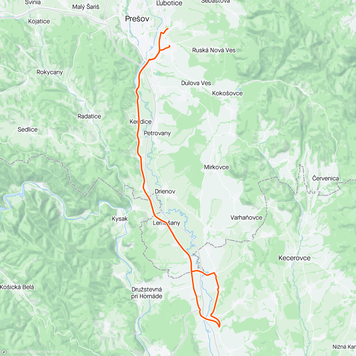 Map of the activity, Rovinky Ride