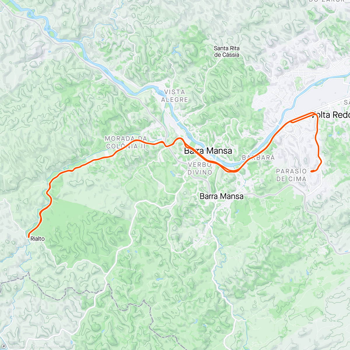 Map of the activity, Rialto no giro MTB