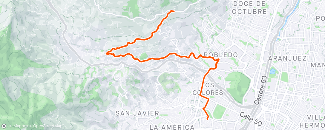 Map of the activity, Vuelta en bicicleta de montaña