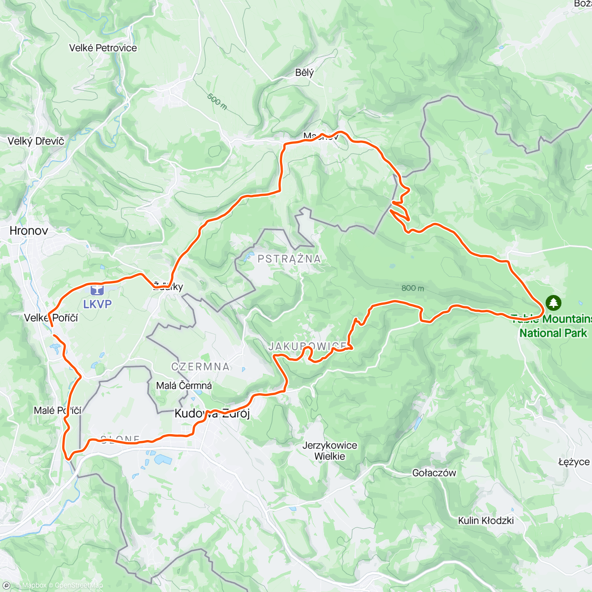 Map of the activity, S tátou do Stolových hor