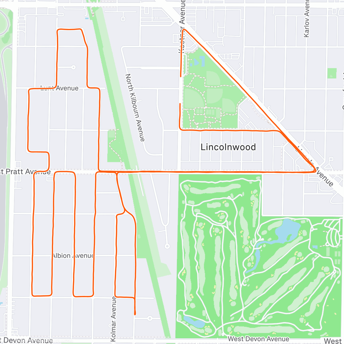 Map of the activity, Lincolnwood Turkey Trot 10K