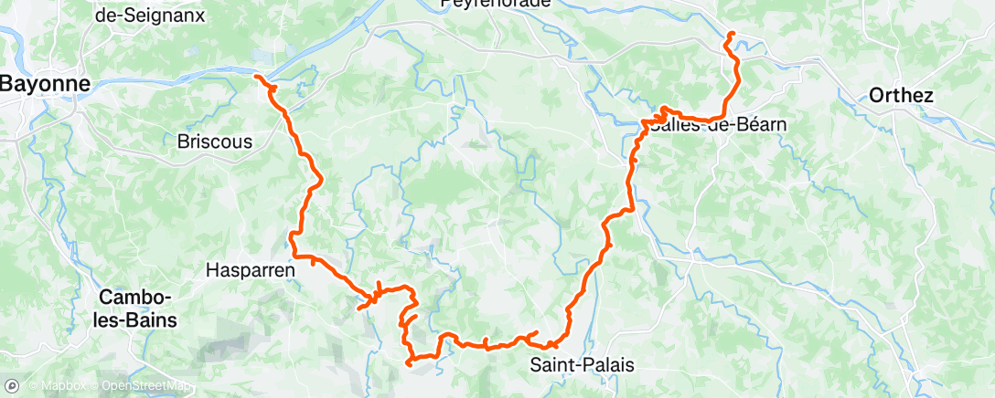 Map of the activity, Puyoô -> Bellocq -> Salies-de-Béarn -> Gabat -> Amendeuix-Oneix -> Garris -> Luxe -> Abarrote -> Argazuri -> Isturits -> Ayherre -> la Bastide-Clairence -> Urt