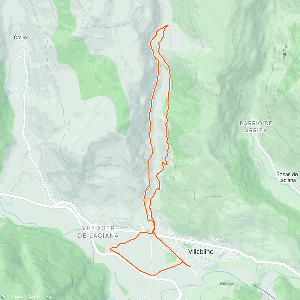 Map of the activity, Subida a la Braña de Buxonte por los Molinos y bajada por la carretera a San Miguel, camino La Magdalena y Villablino