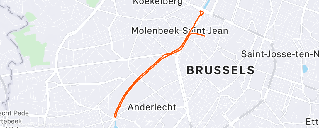 Map of the activity, Start 2 Run - 10 miles 1h40 Session 2