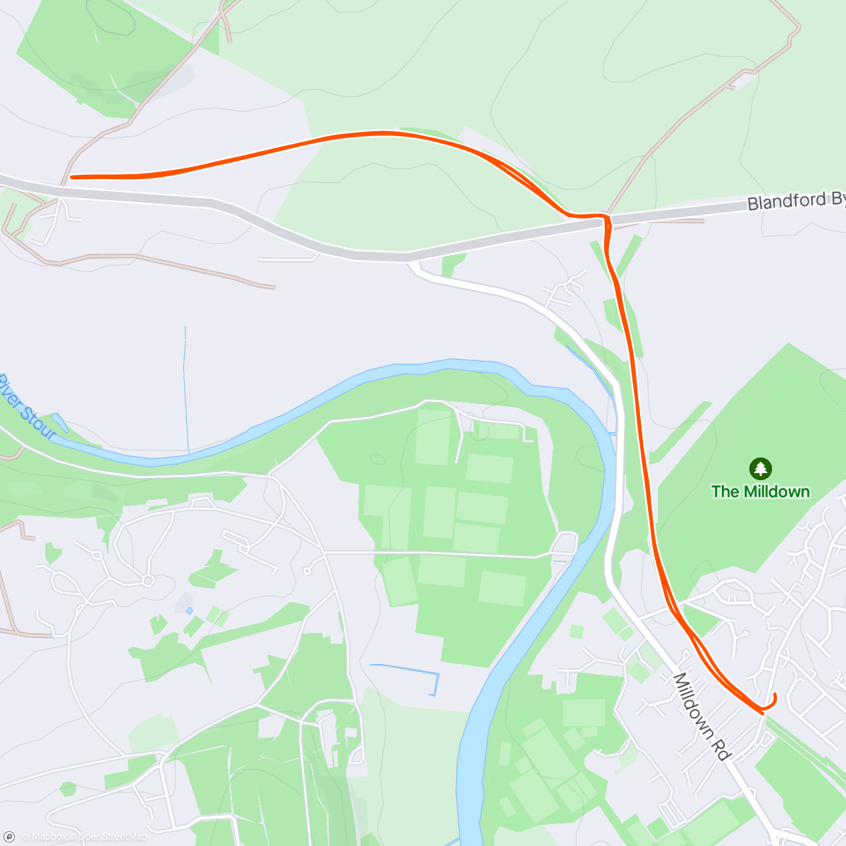 Map of the activity, Blandford ParkRun