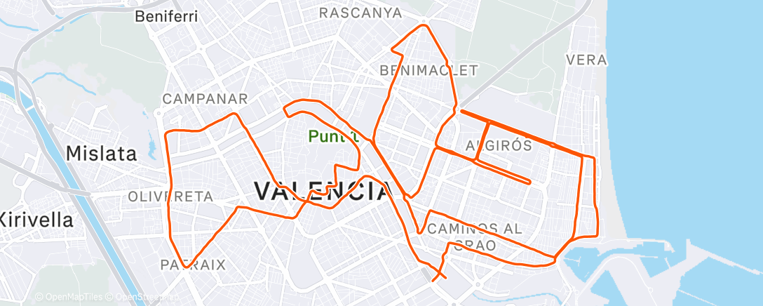 Map of the activity, Valencia Maratón ☀️