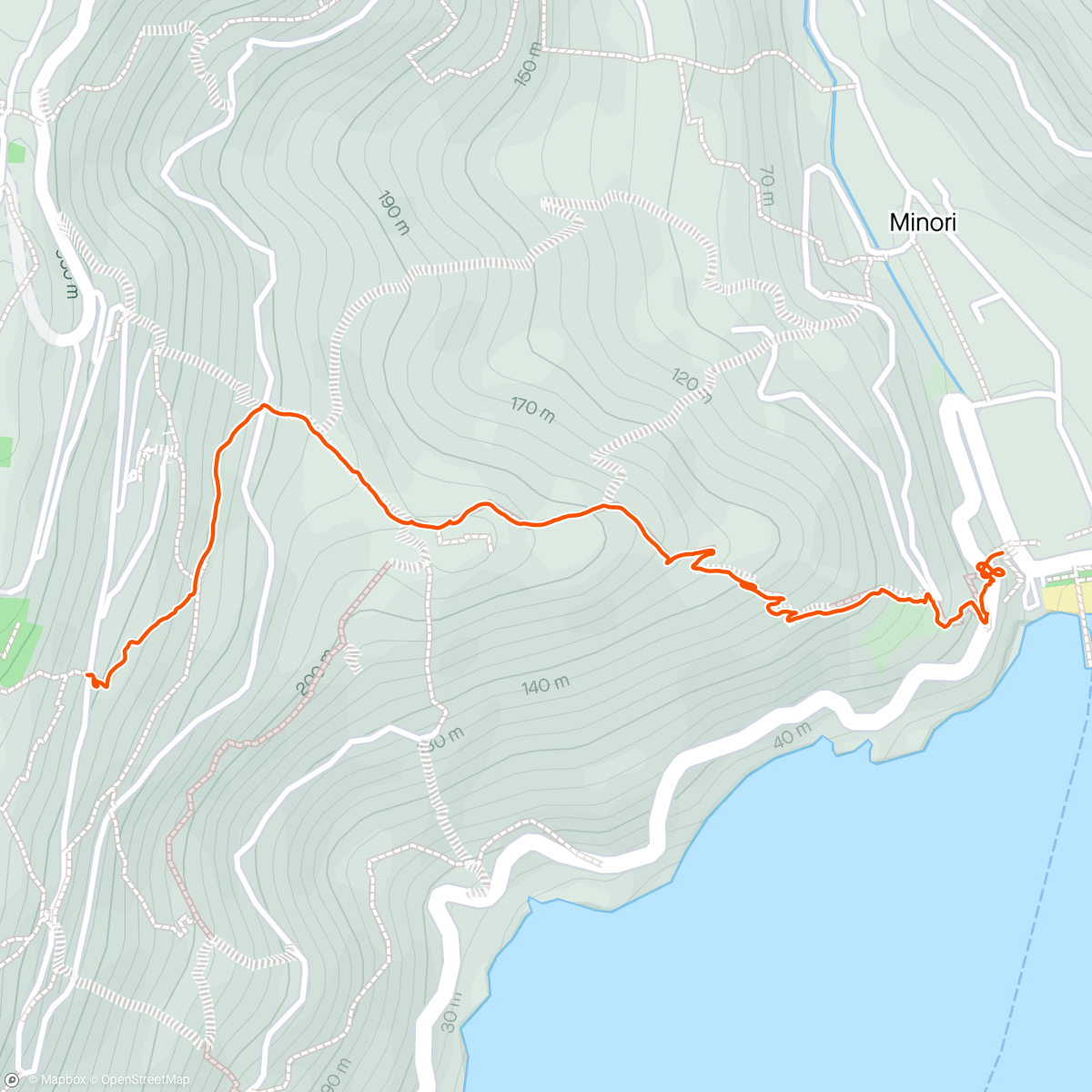 Map of the activity, Ravello Minori all the way down