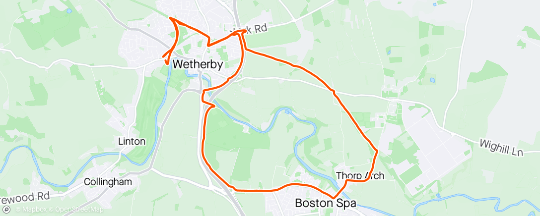 Map of the activity, Boston Spa loop MLR