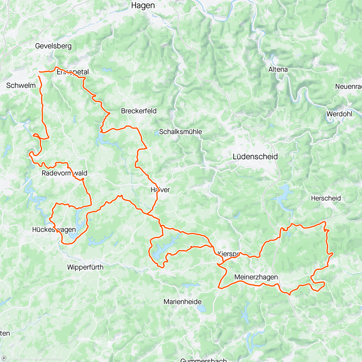 Karte der Aktivität „RTF 39. „Käpp vam Müöllenkoatten-Tour“ Schwelm”