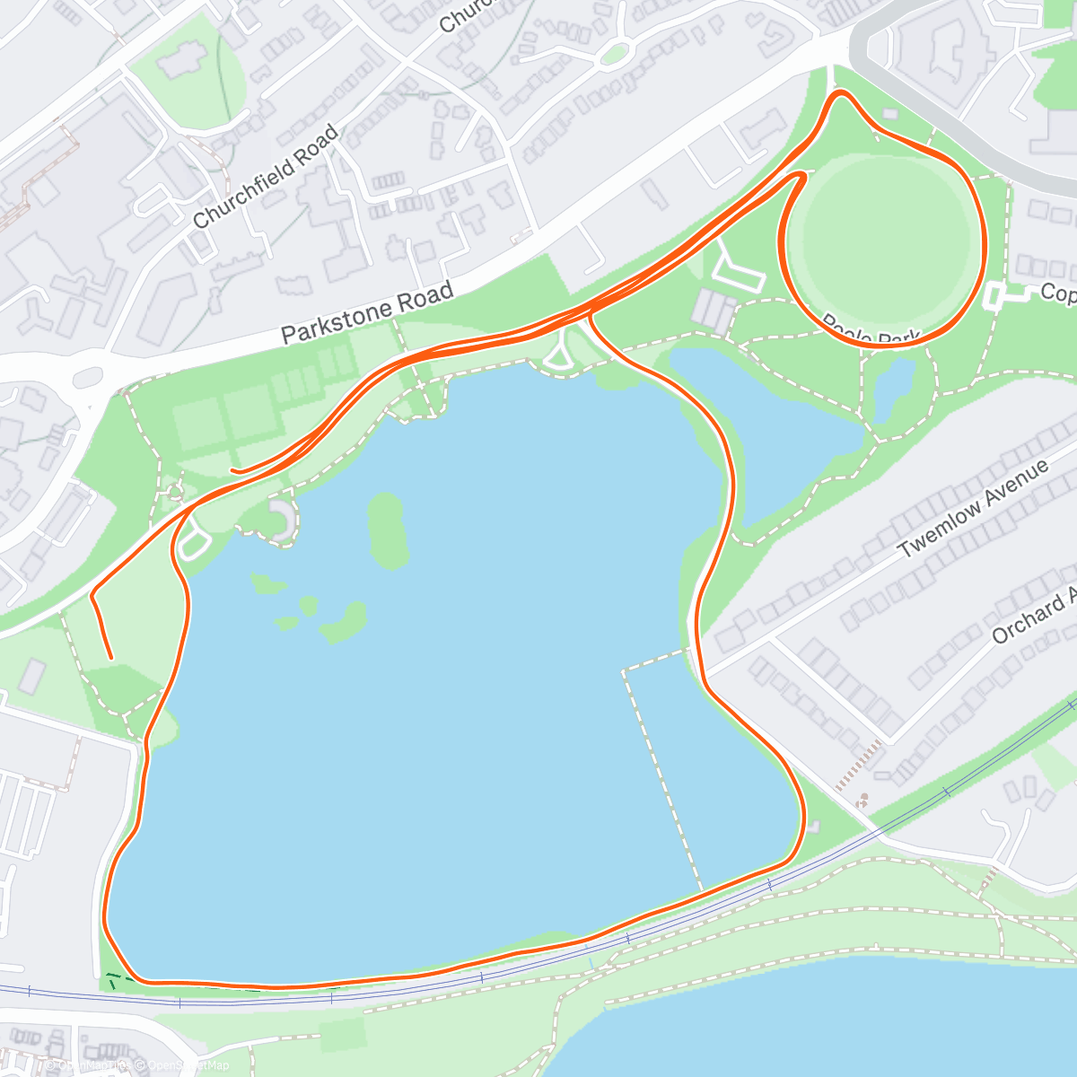 Map of the activity, Poole Christmas Parkrun