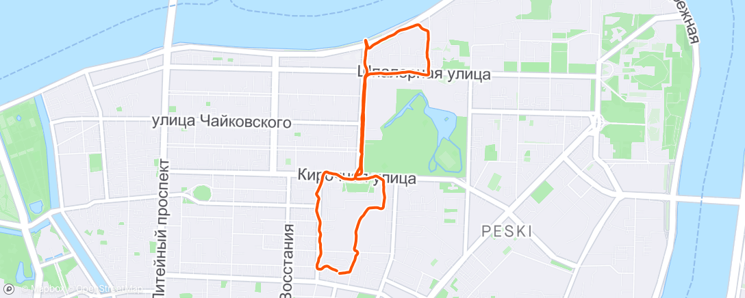 Map of the activity, Вечерняя прогулка