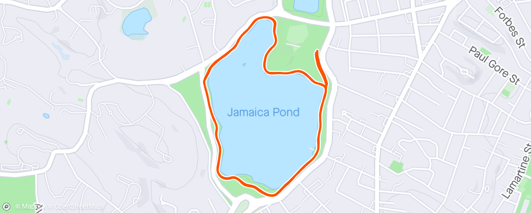 Map of the activity, Jamaica Pond parkrun