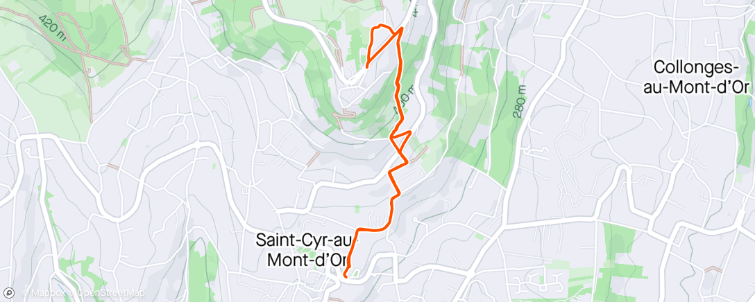 Carte de l'activité Trail en soirée