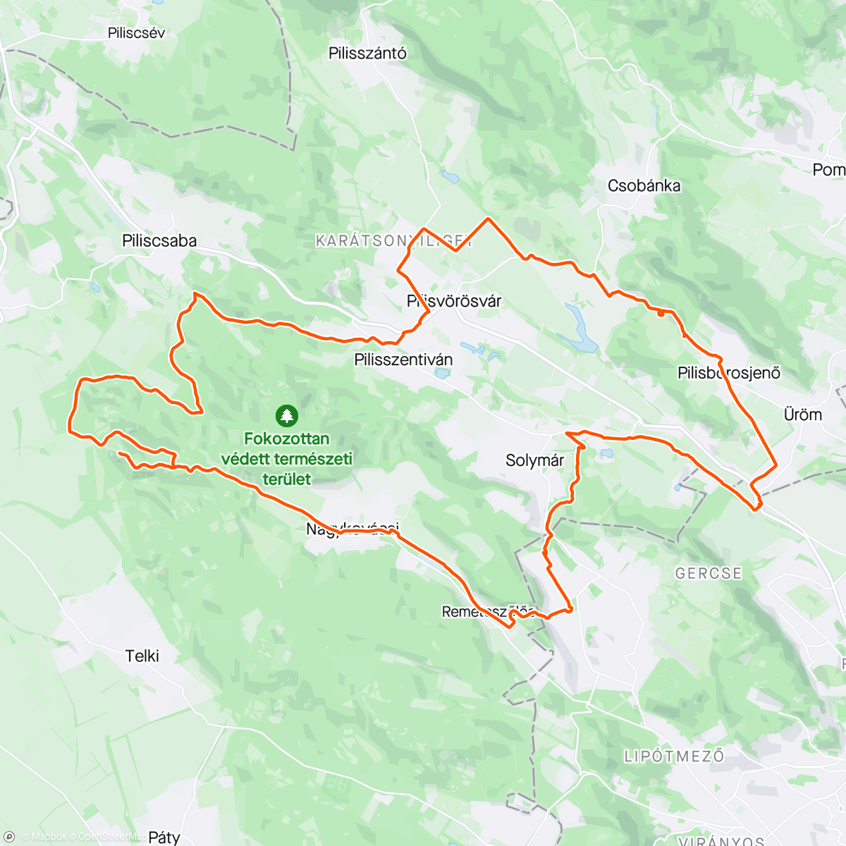 Map of the activity, Vörösvár - Nagykovácsi - Solymár