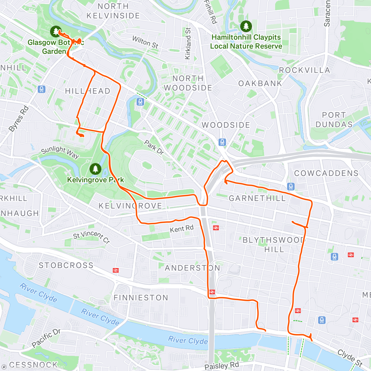 Map of the activity, Experiencing Glasgow 🏴󠁧󠁢󠁳󠁣󠁴󠁿