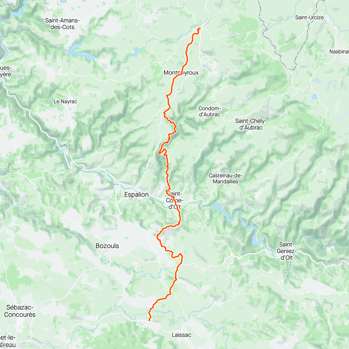 Map of the activity, Finisher TransAubrac 107kms / D+3600 (part 1)