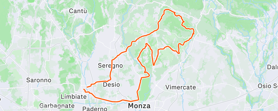 Map of the activity, Pedalata mattutina