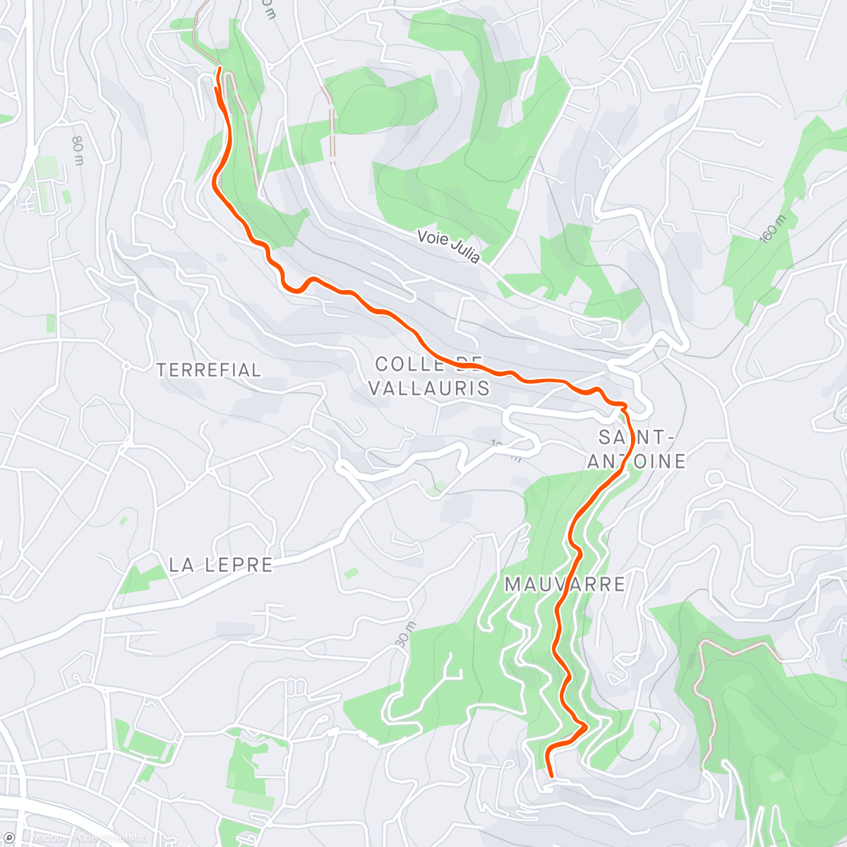 Carte de l'activité Trail en soirée