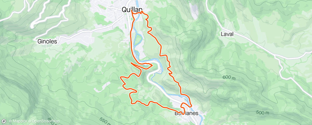 Map of the activity, Trail Quillan, first race of the season. 7th I think?