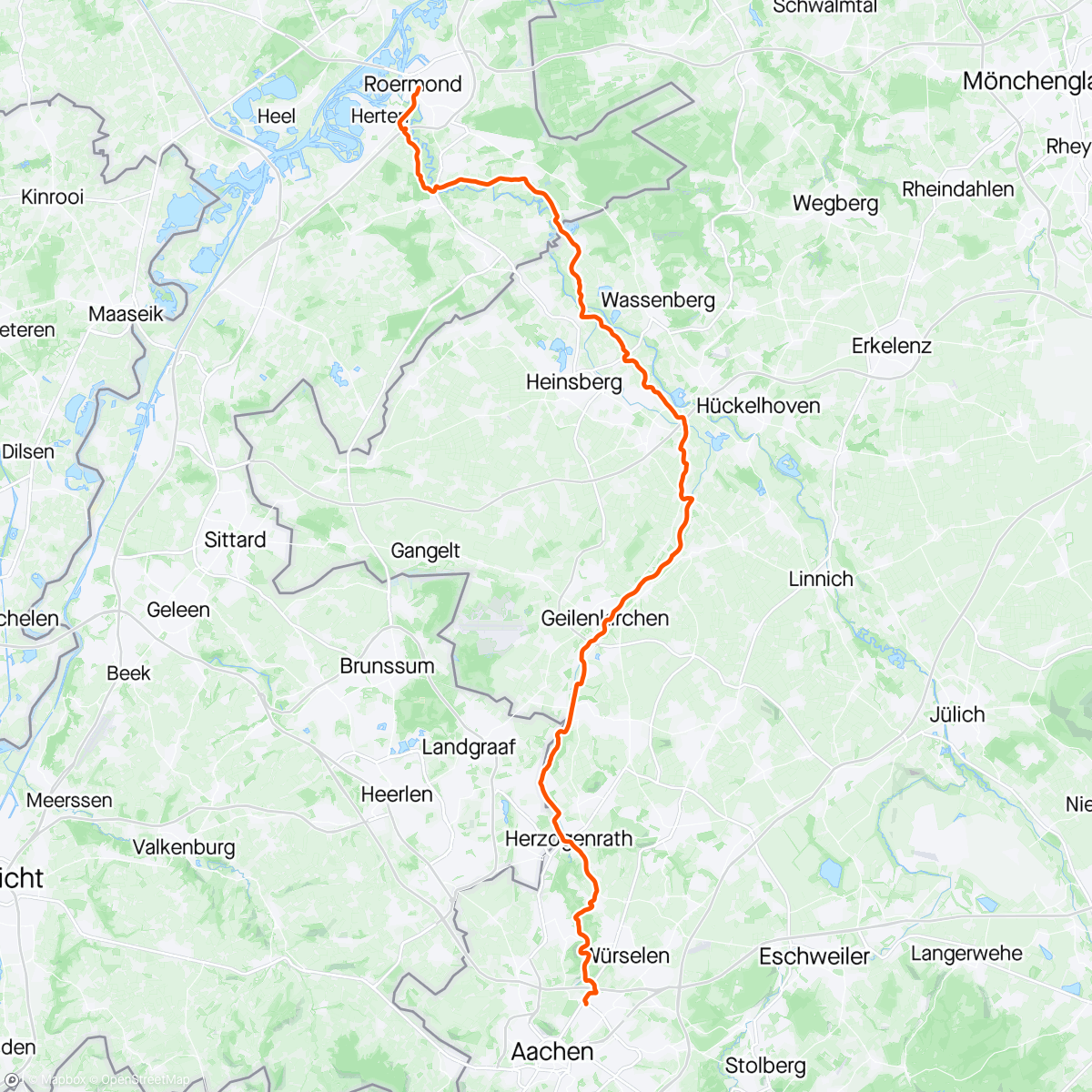 Map of the activity, to Aachen in style for the gravel race tomorrow
